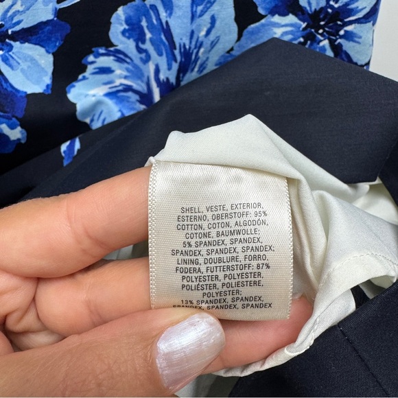 Maeve Blue Floral Stretch Cotton Sateen Open-Back Dress - Picture 8 of 12